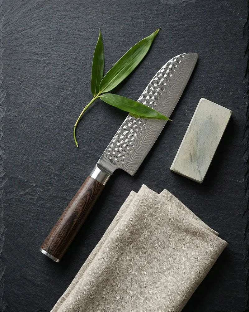 Hammered Damascus BR Santoku Knife 18cm product image