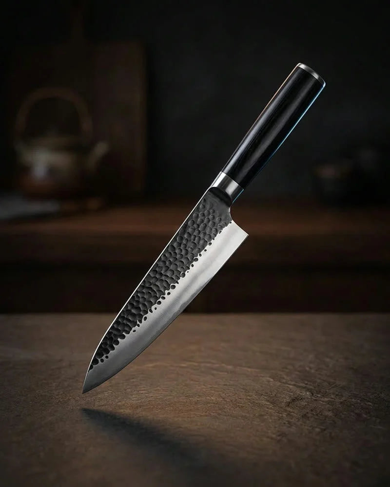 Hammered Stainless Steel Black Chef Knife 20 cm product photo