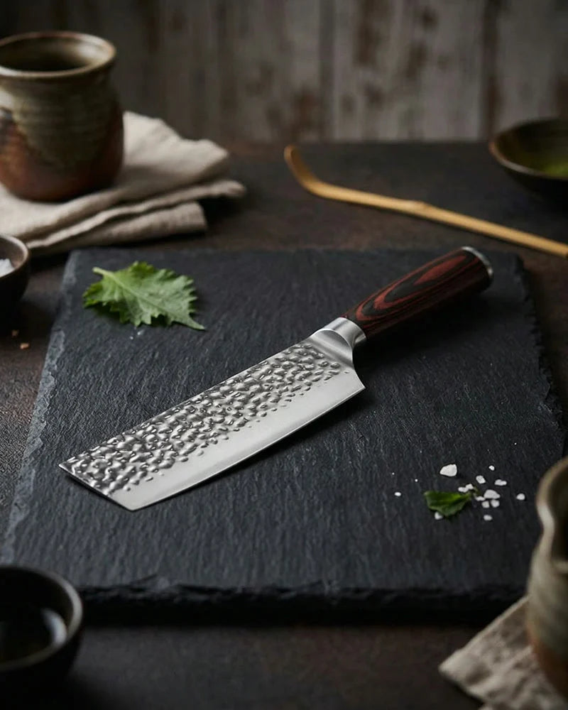 Hammered Stainless Steel Nakiri Knife 18cm product photo