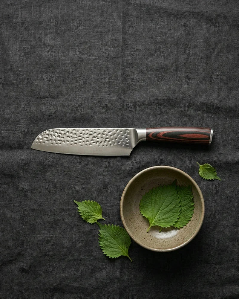 Hammered Stainless Steel Santoku Knife 13 cm product image
