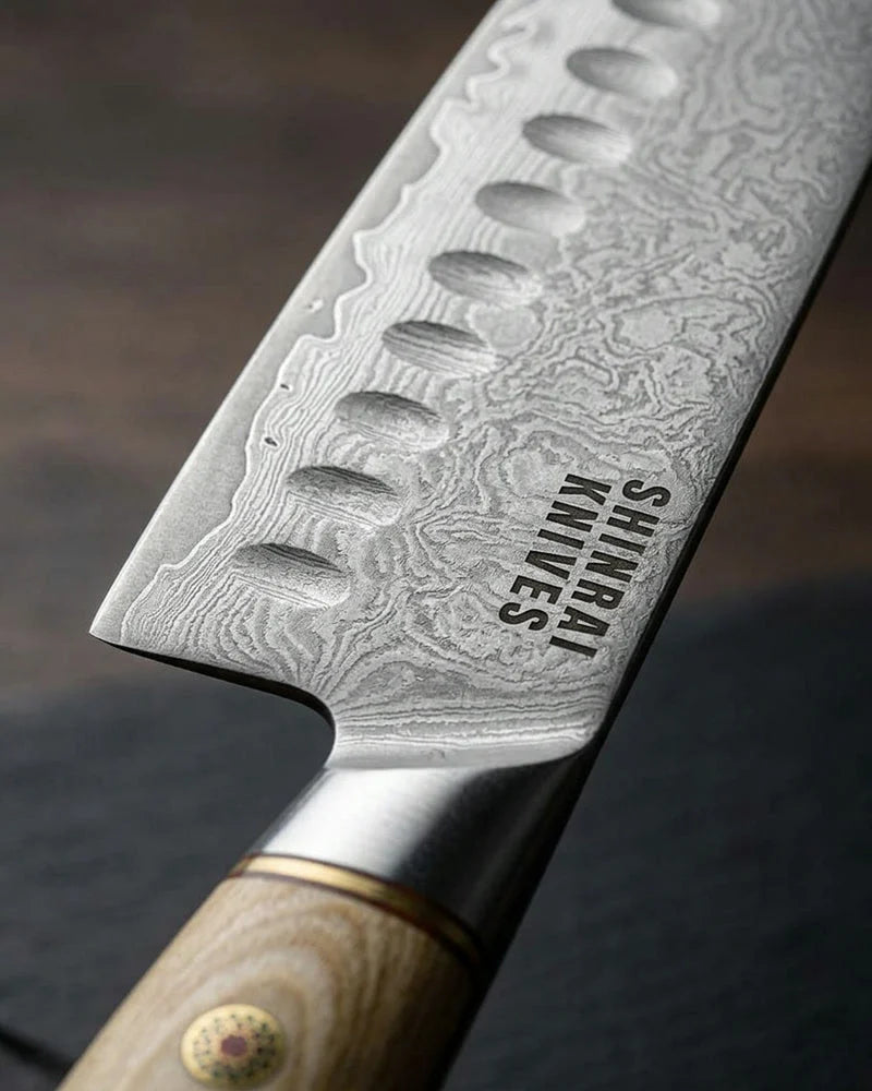 Hikari Damascus Santoku Knife 18cm detail photo