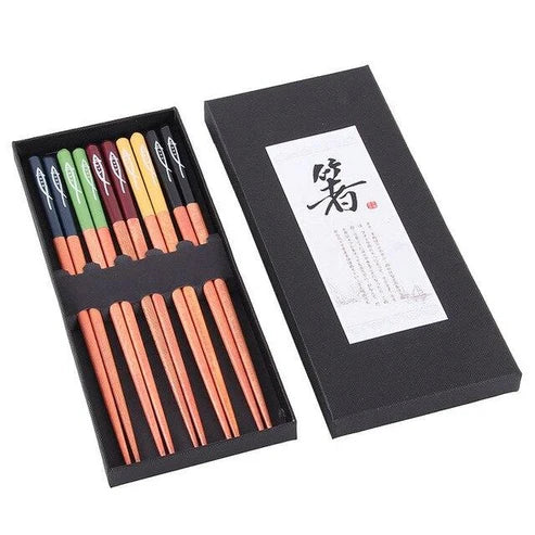 Japanese Aliena Wooden Chopsticks Set of 5 or 10 Chopsticks & Cutlery Set - 10 Pair D from Japanese Kitchen Supply