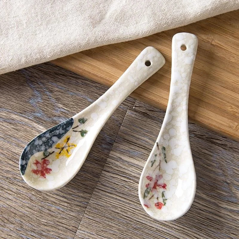 Japanese Asahikawa Ceramic Spoon - Soup, Ramen & Dessert Spoon - product detail view from Japanese Kitchen Supply