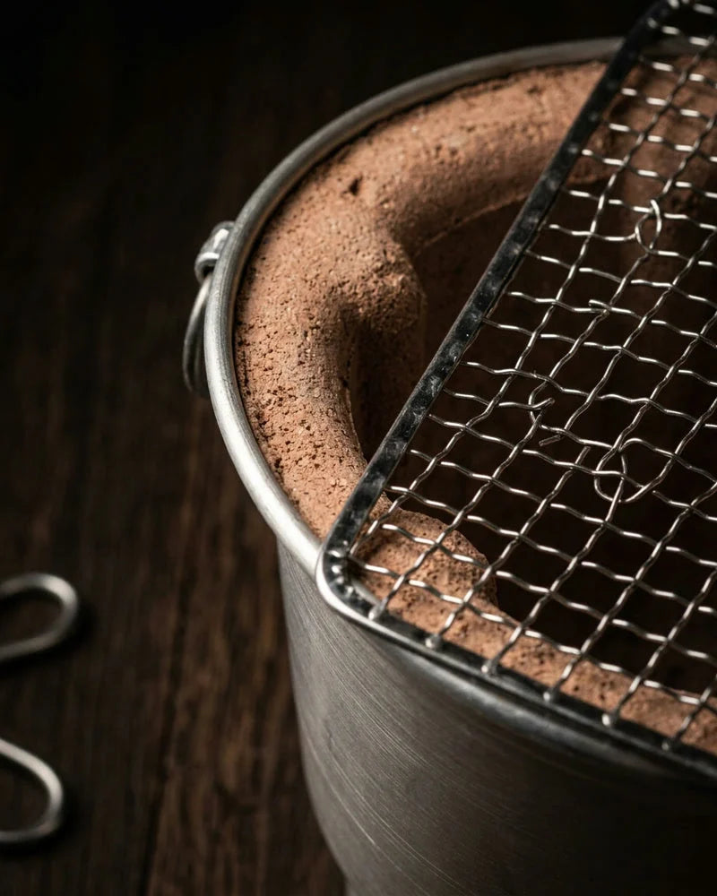 Japanese Au Portable Charcoal Grill, Stainless Steel and Clay, alternate view