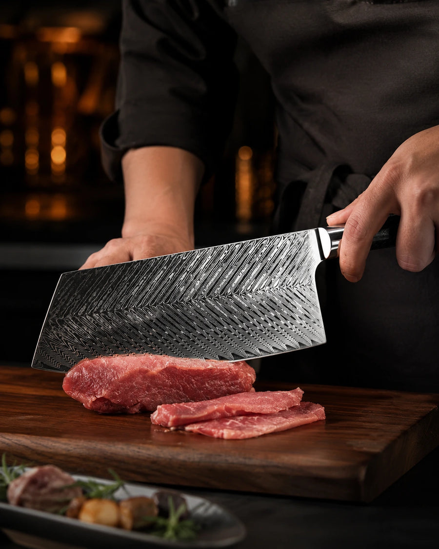 Japanese Damascus Pattern Kitchen Knife Collection - Chef, Santoku & Cleaver Options - All-Purpose Kitchen Knife from Japanese Kitchen Supply