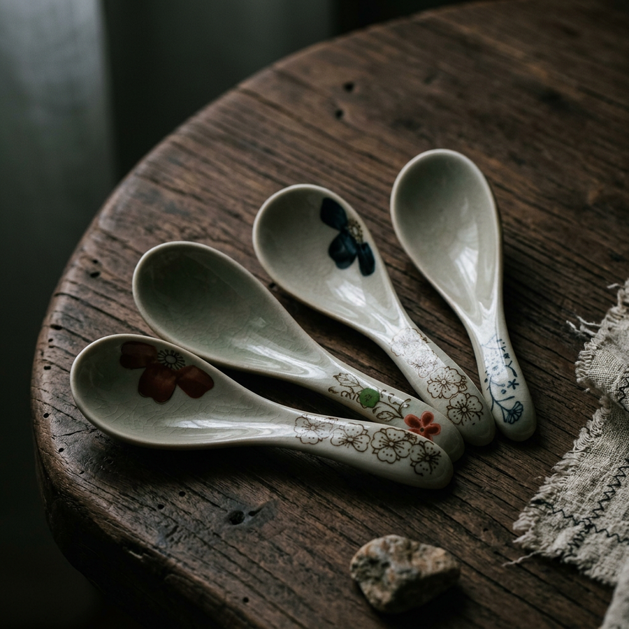 Japanese Hii Ceramic Spoons, Set of 2, 7 Colors, alternate view