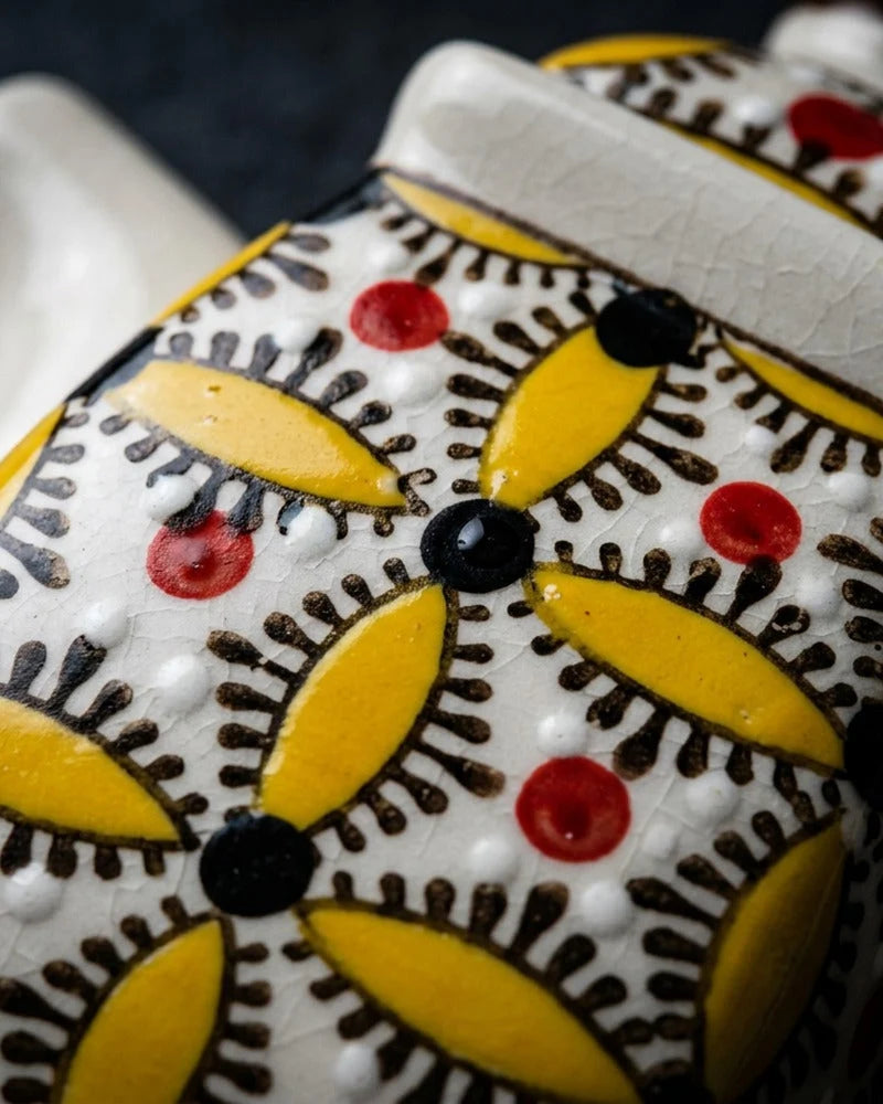 Japanese Hiroko Ceramic Sauce Dispenser - Tabletop Bottle for Soy Sauce - close-up detail from Japanese Kitchen Supply