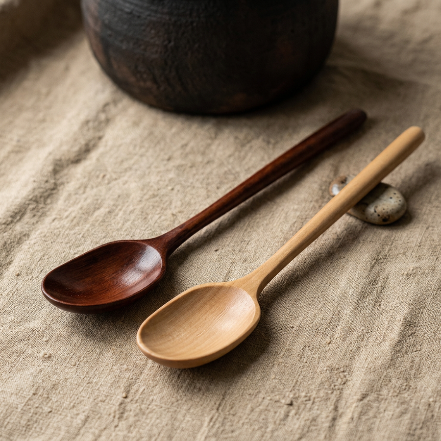 Japanese Kamo Wooden Spoons, Set of 2, 2 Colors, alternate view