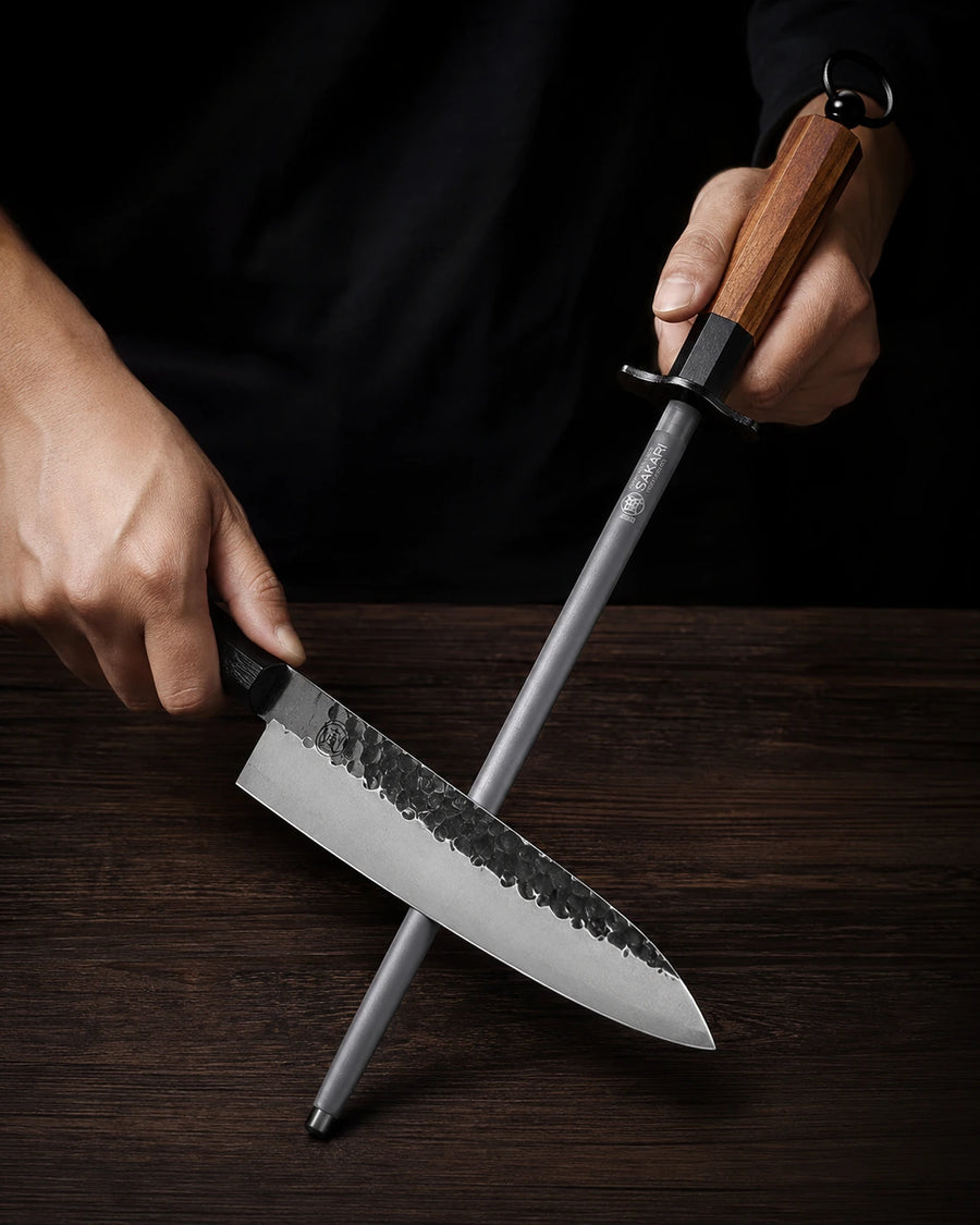 Mitsumoto Sakari Honing Steel Japanese Knife Sharpening Rod for Japanese kitchenware and home dining