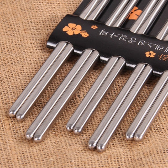 Japanese Stellata Metal Chopsticks Set of 5 Pairs Chopsticks & Cutlery Set - Round from Japanese Kitchen Supply