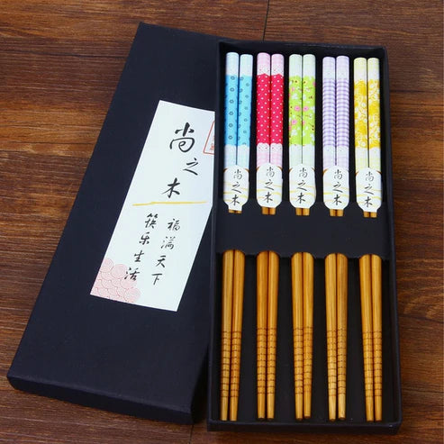 Japanese Wiesneri Bamboo Chopsticks Set of 5 Pairs Chopsticks & Cutlery Set from Japanese Kitchen Supply