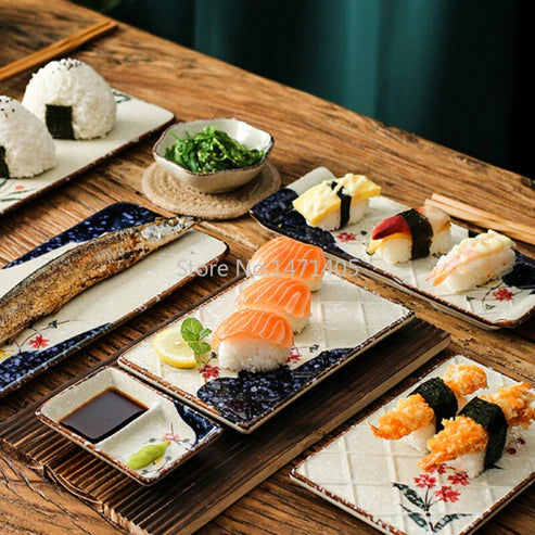 Japanese Yukiko Ceramic Sushi Dish Sushi Serving Plate - product detail view from Japanese Kitchen Supply