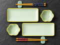 Kichi Ceramic Sushi Dinnerware Set for Two – Plates, Chopsticks and Sauce Dishes