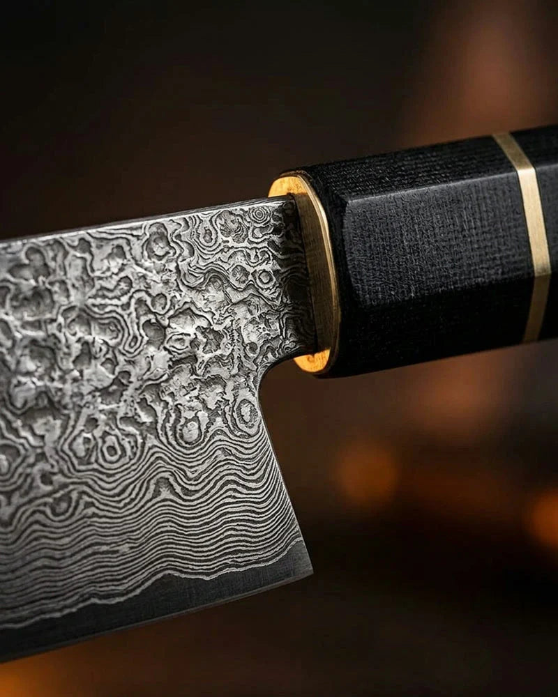 Kiritsuke Octagons Damascus Knife 23 cm - Style 3 detail photo