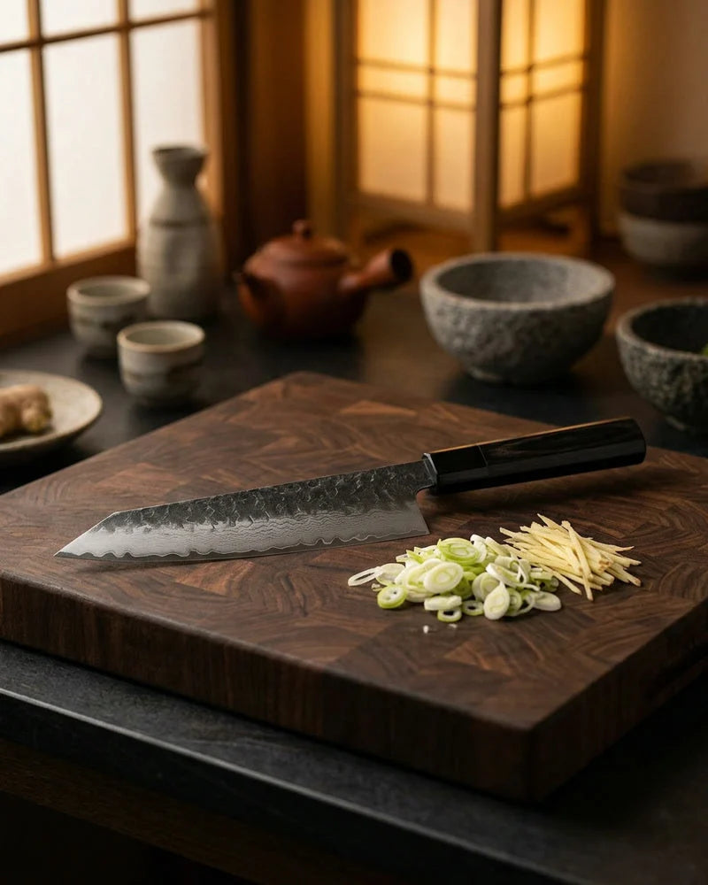 Kurayami Damascus Kiritsuke Knife 20 cm lifestyle photo