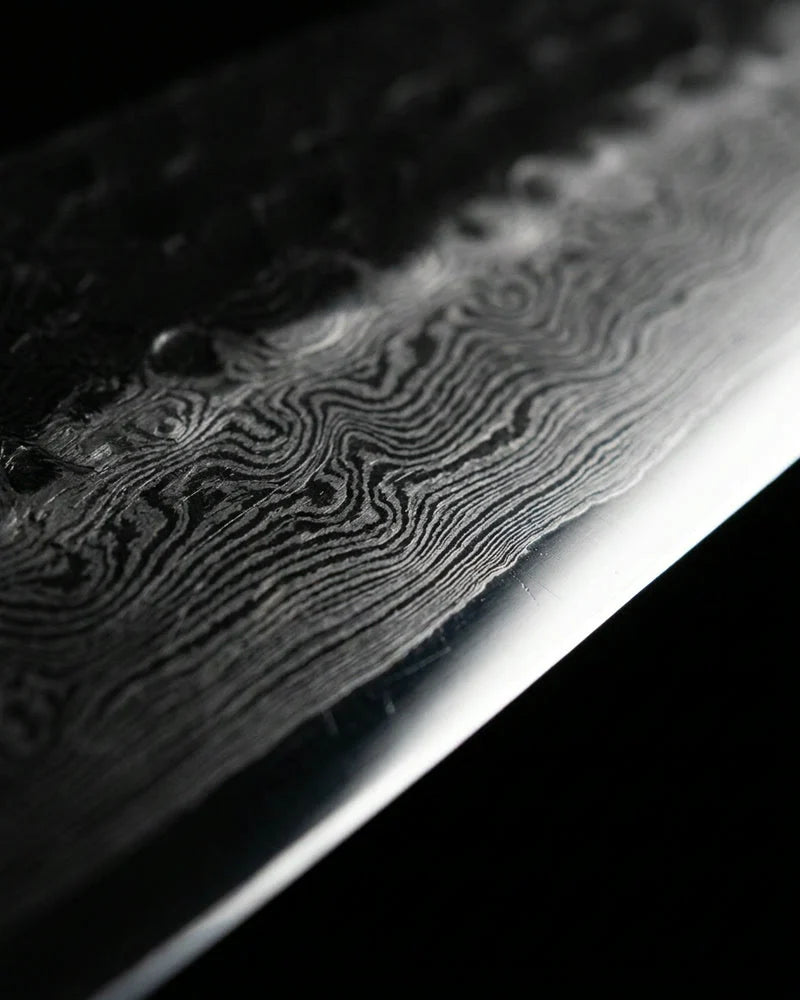 Kurayami Damascus Nakiri Knife 18cm detail photo