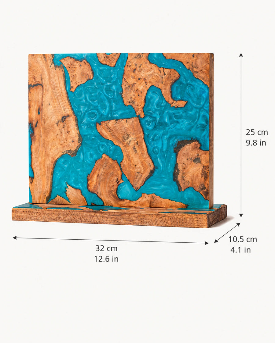 Turquoise Resin & Wood Magnetic Knife Holder detail view