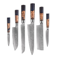 6-Piece VG10 Damascus Knife Set with Blue Honeycomb Resin Handle