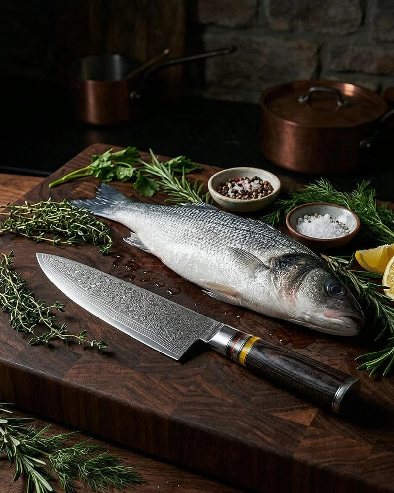 Micarta Jewels Black Damascus Chef Knife 20 cm lifestyle photo