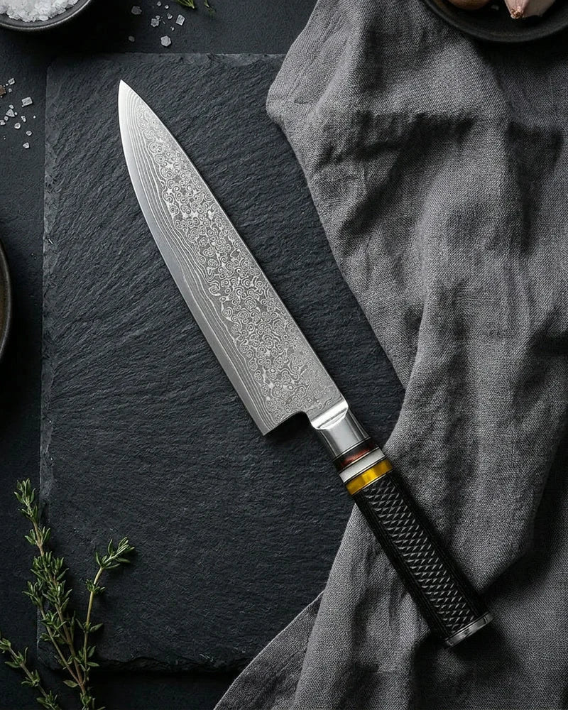 Micarta Jewels Black Damascus Chef Knife 20 cm product image