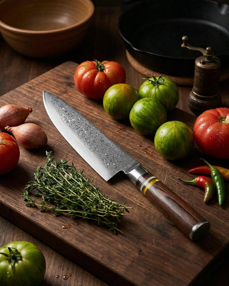 Micarta Jewels Damascus Chef Knife 20 cm lifestyle photo