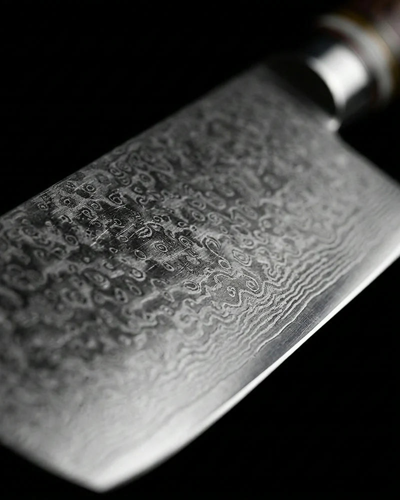 Micarta Jewels Damascus Nakiri Knife 18cm detail photo