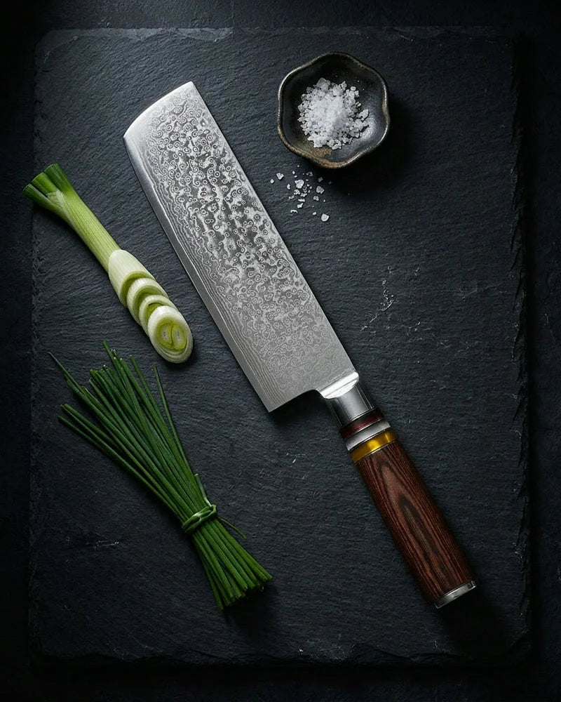 Micarta Jewels Damascus Nakiri Knife 18cm product image