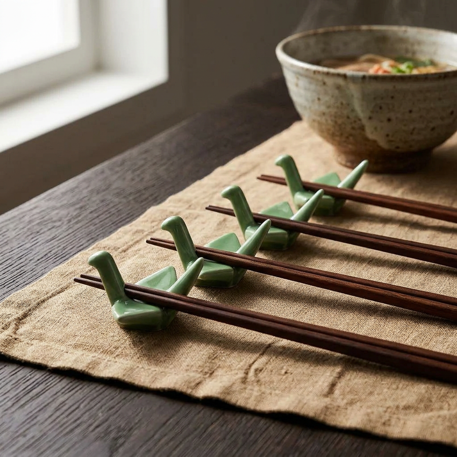 Origami Green Set of 4 Chopstick Rests - Japanese Tableware Holder - main product image from Japanese Kitchen Supply