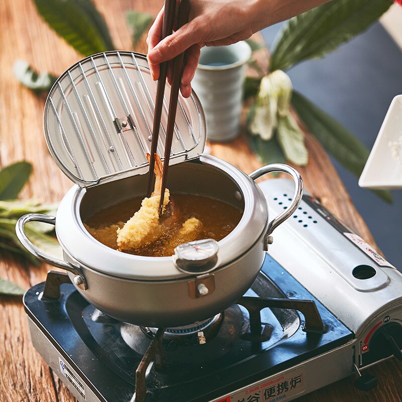Tempura Frying Pot with Temperature Control Kurashiki ( 2 sizes and 2 colors) product image