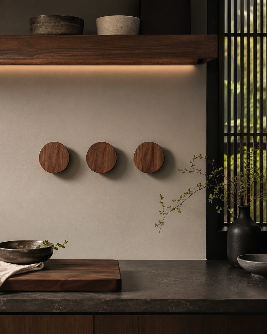 Round Wooden Magnetic Knife Holder – Wall Mounted Knife Storage