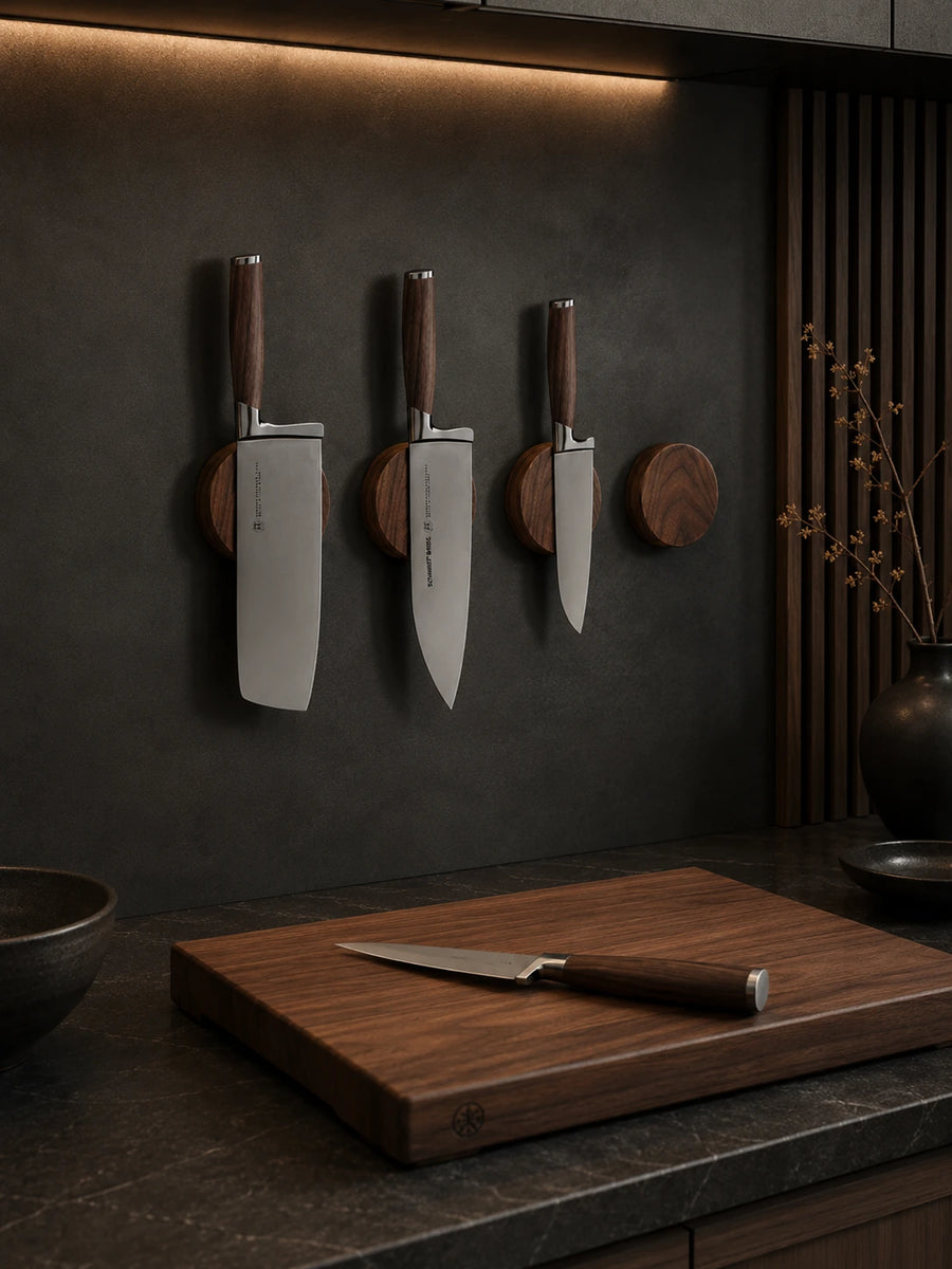 Round Wooden Magnetic Knife Holder – Wall Mounted Knife Storage