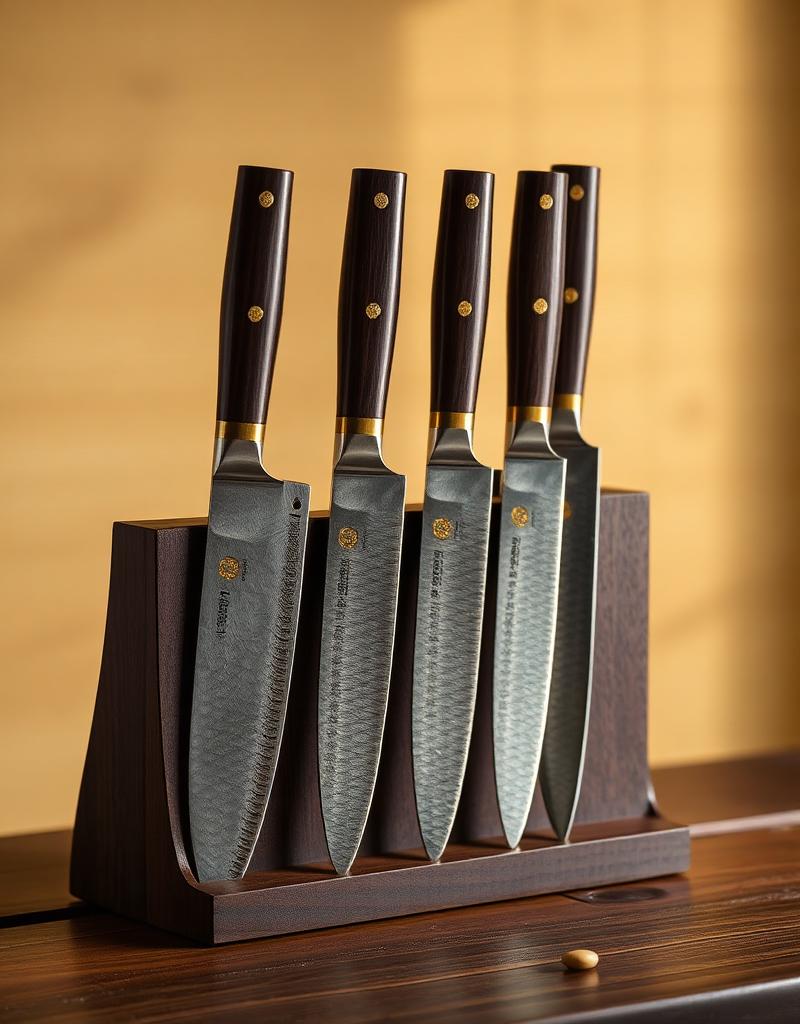 Japanese Damascus Knife Set "Hiroo" — 5-Piece Chef Knife Gift Set product image
