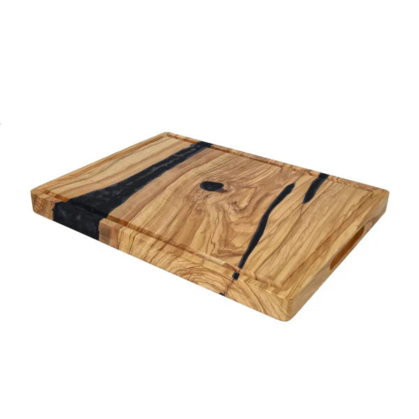 Olive Wood Cutting Board 40cm | Onyx Epoxy Chopping & Serving Board