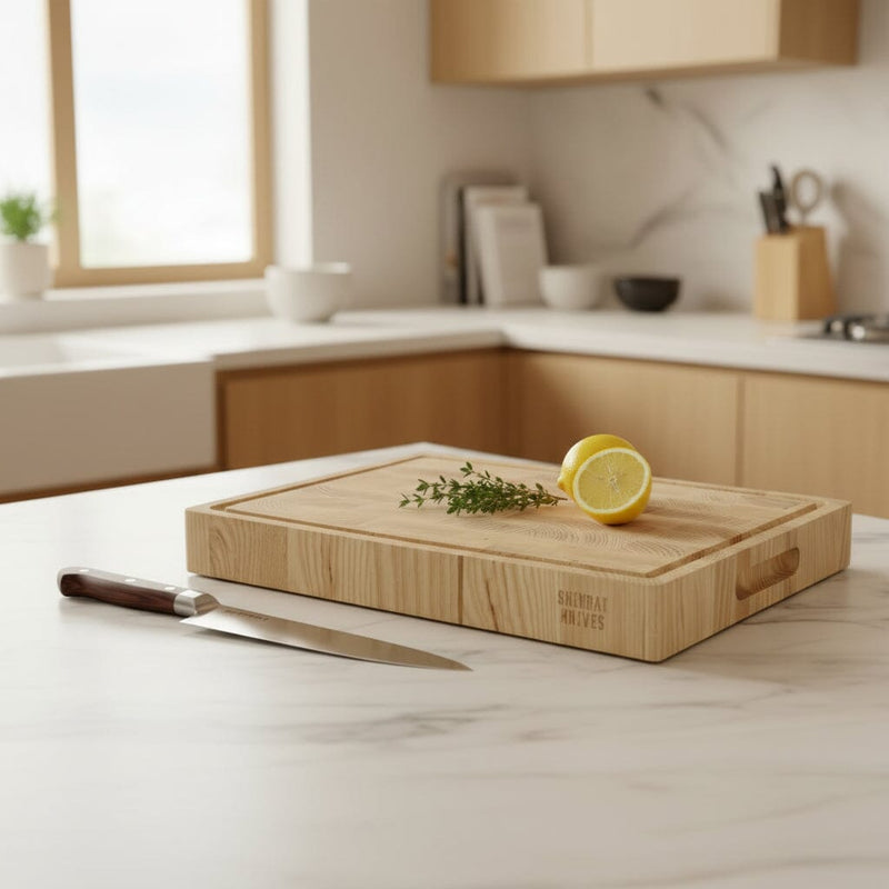 Ash Wood End Grain Cutting Board Bundle | Large + Compact Board + Oil Set