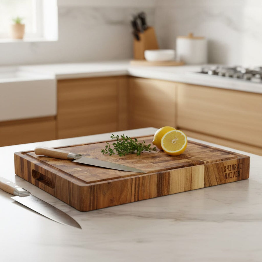 Teak Wood End Grain Cutting Board Bundle | Large + Compact Board + Oil Set product photo 4
