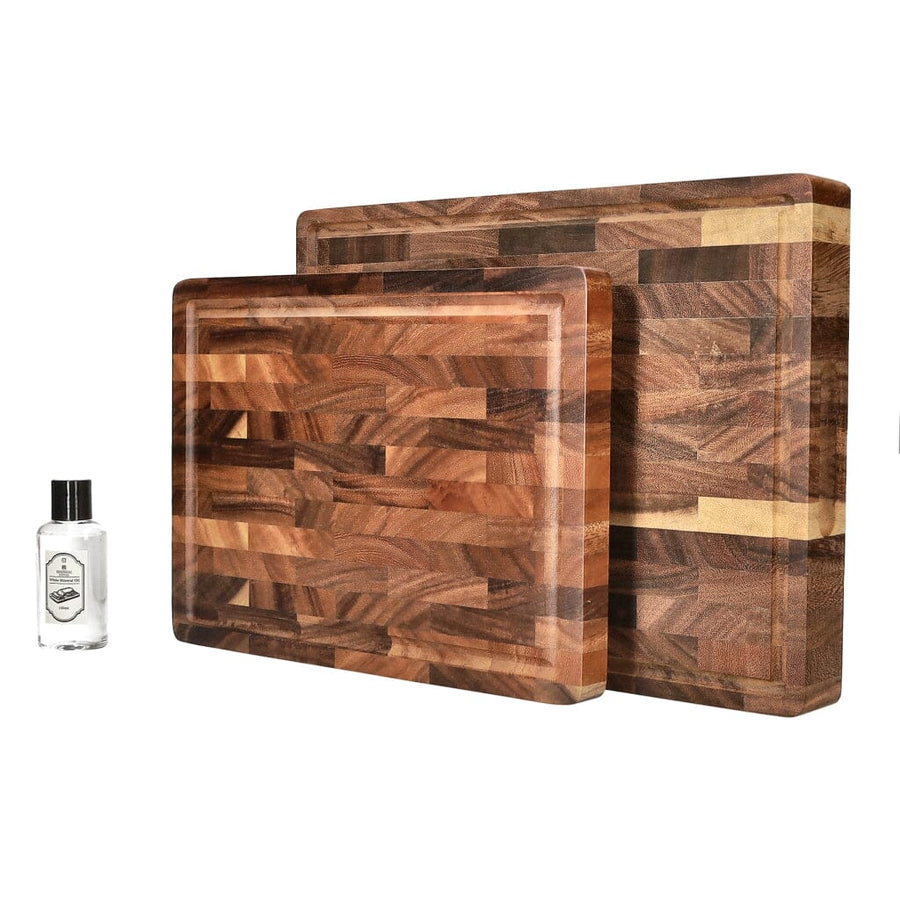 Walnut Wood End Grain Cutting Board Bundle | Large + Compact Board + Oil Set product photo 1