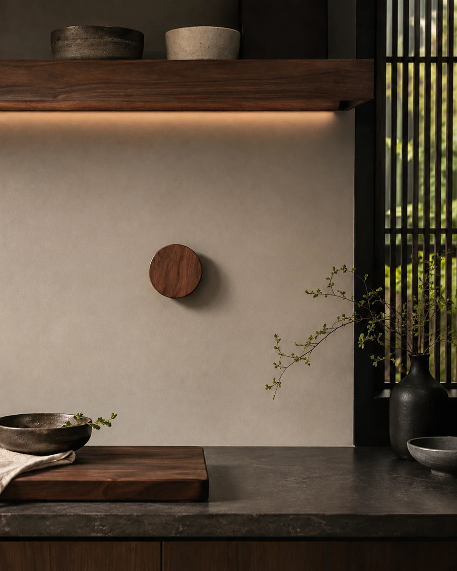 Round Wooden Magnetic Knife Holder – Wall Mounted Knife Storage