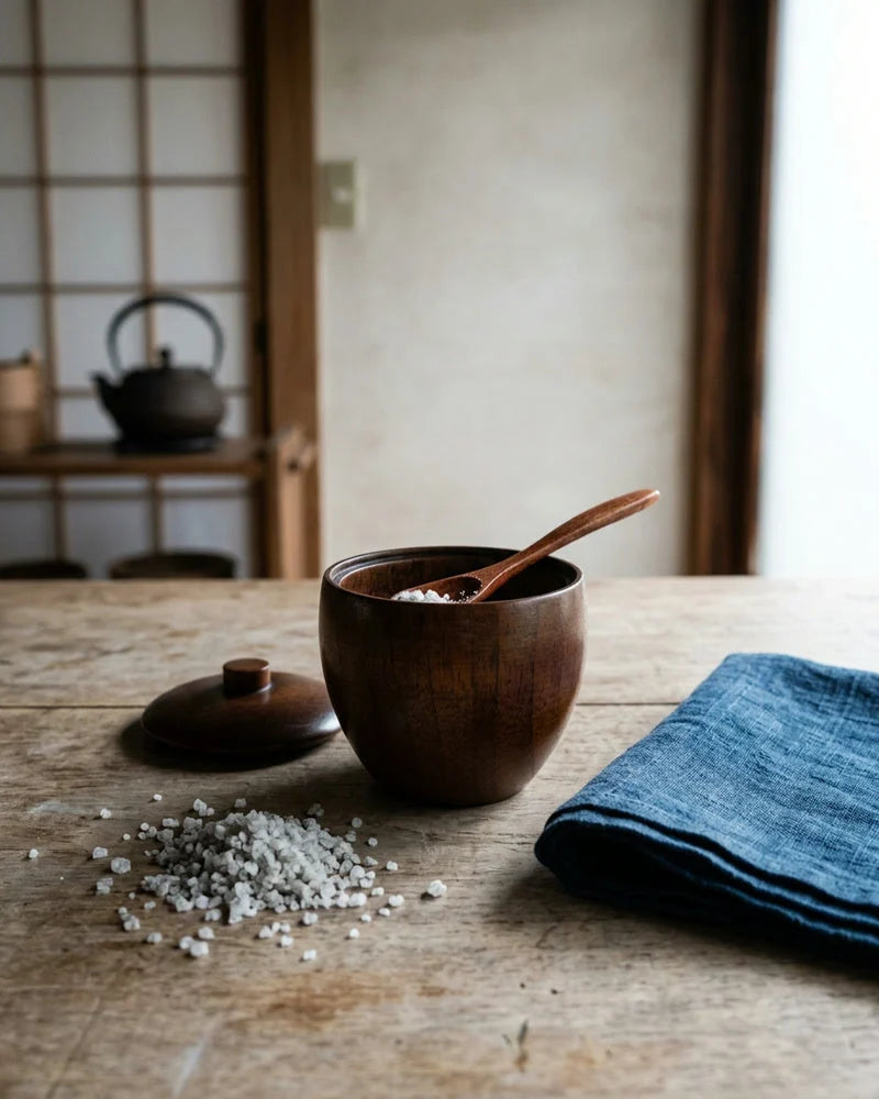 Aki Harbor Spice Pot with Spoon – Wood lifestyle photo