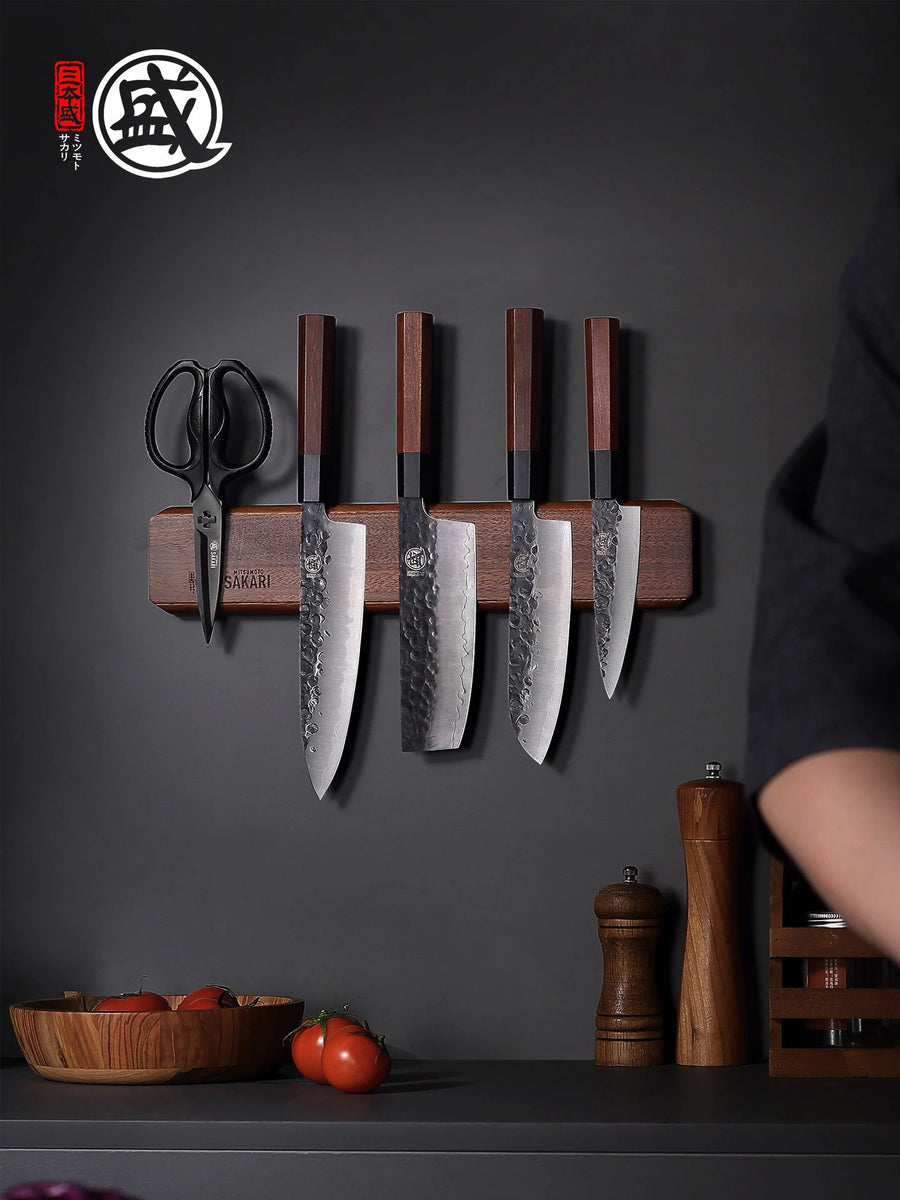 Wall-Mounted Acacia Magnetic Knife Holder Wooden Knife Rack table setting view