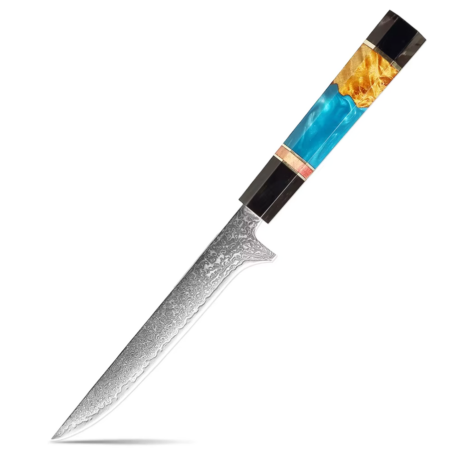 6-Piece VG10 Damascus Knife Set with Slim Blue Resin Handle - 6-Inch Boning Knife product image