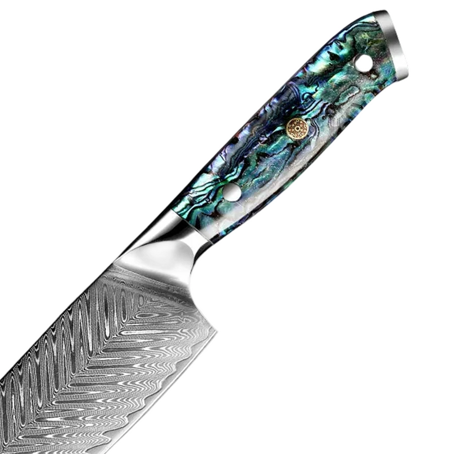 9-Piece Fishbone VG10 Damascus Knife Set with Abalone Handle VG10 Damascus kitchen knife set gallery image 10
