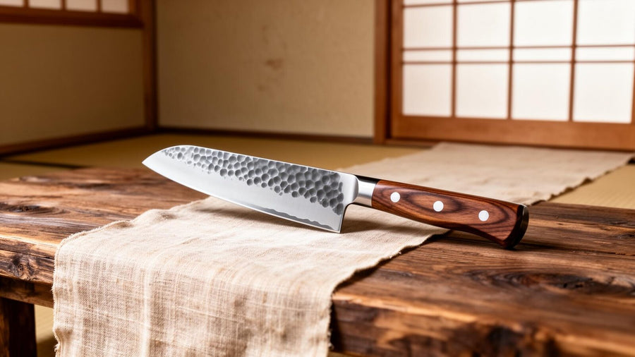 Tsuchime — Santoku with Walnut Wood Handle detail image