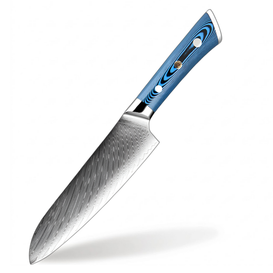 5-Piece VG10 Damascus Knife Set with Blue Layered Handle - 7-Inch Santoku Knife product image