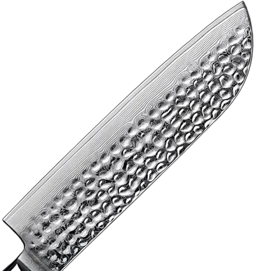 5-Piece VG10 Damascus Knife Set with Hammered Blade and Blue Resin Handle VG10 Damascus kitchen knife set gallery image 8