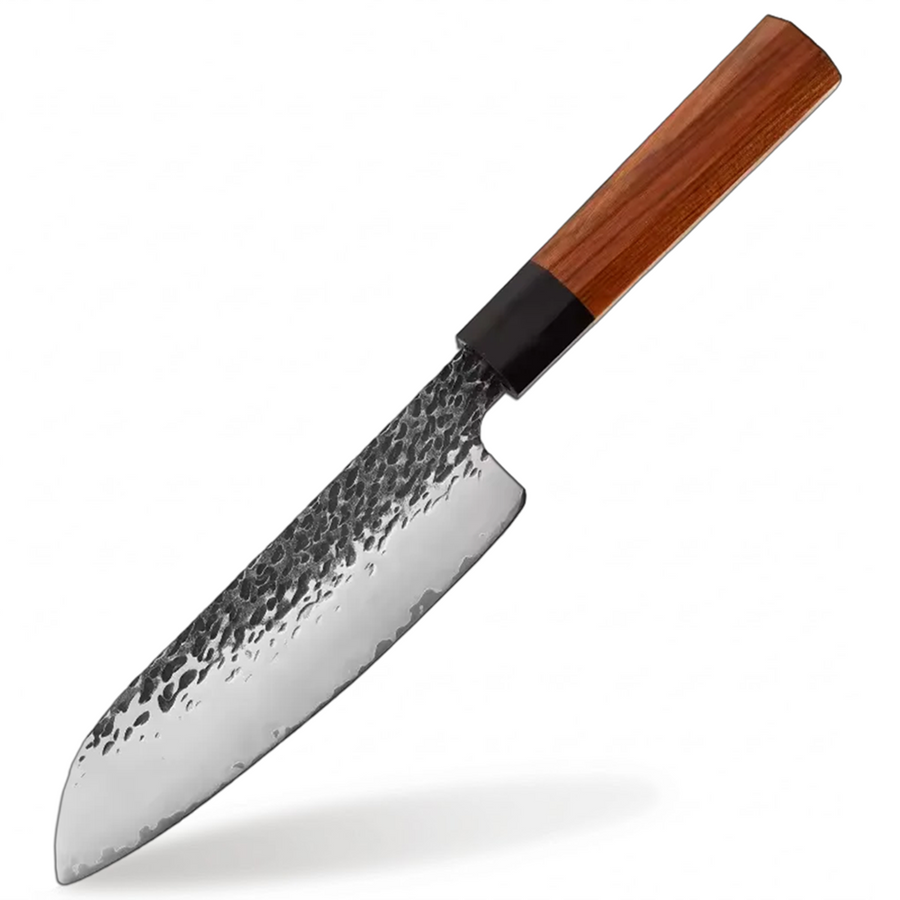7-Piece Hammered VG10 Damascus Knife Set with Natural Wood Handle - 7-Inch Santoku Knife product image