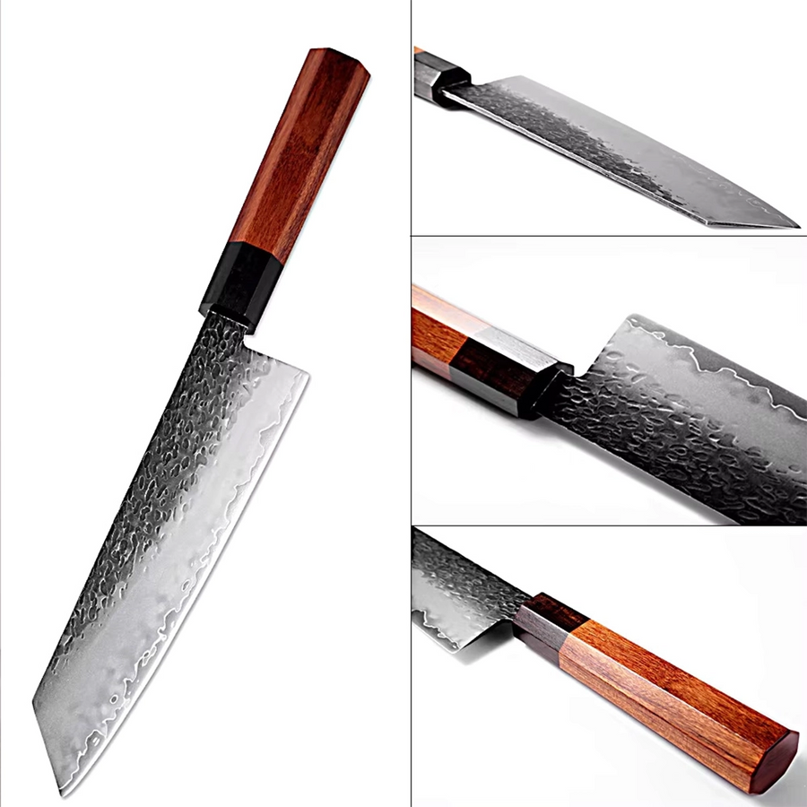 7-Piece Hammered VG10 Damascus Knife Set with Natural Wood Handle VG10 Damascus kitchen knife set gallery image 11