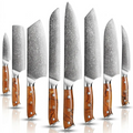 8-Piece Professional VG10 Damascus Knife Set with Triple-Riveted Wood Handle