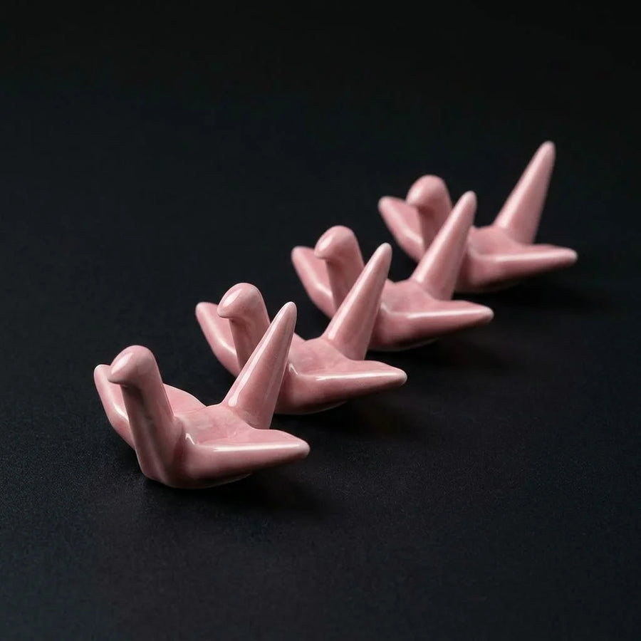 4 Chopsticks Holders Origami Pink product image