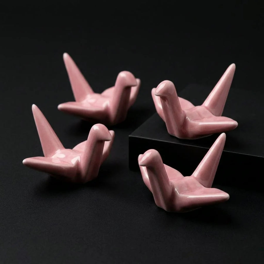 4 Chopsticks Holders Origami Pink product image