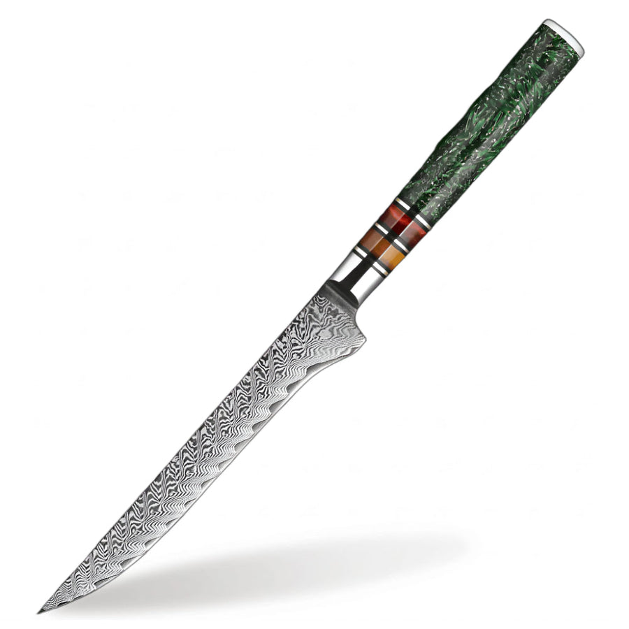 8-Piece VG10 Damascus Knife Set with Green Resin Handle - 6-Inch Boning Knife product image